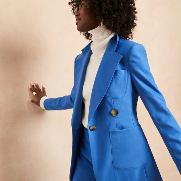 Banana Republic xHARBISON Blue Wool Blazer Size 12 - Picture 1 of 15